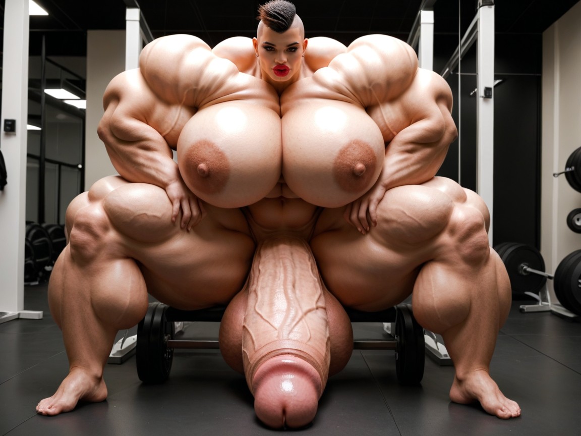 Hyper Gigantic Balls, Hyper Gigantic Abs, Nude Hyper Futanari With Hyper Gigantic Penis Shemale AI Porn