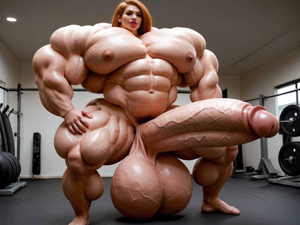 Full Body View, Hyper Absurdly Oversized Gigantic Massive Muscle, Hdr Shemale AI Porn