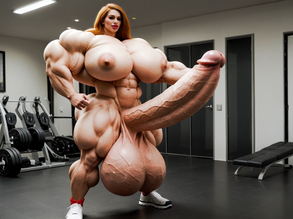 Ultra Detailed Face, Penis Is Just Way Too Gigantic, Full Body View Shemale AI Porn