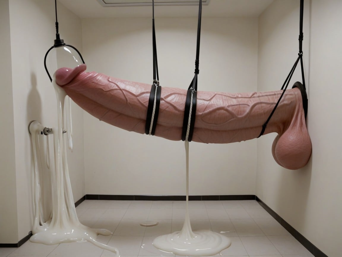 Side View, Nude Hyper Futanari With Hyper Gigantic Penis, Hyper Ball Growth Shemale AI Porn