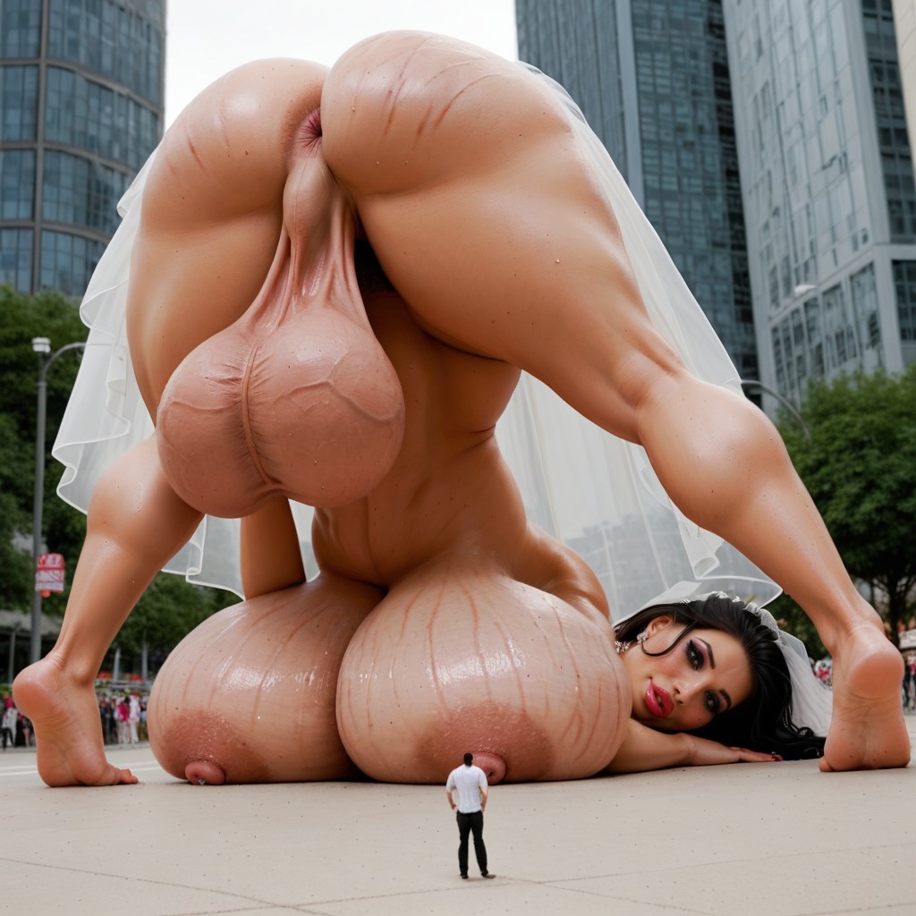 Legs Splayed, Massive Balls, Barefoot Shemale AI Porn
