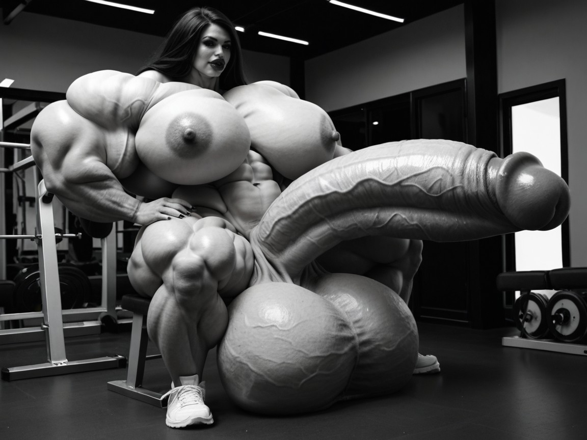 Giant Bulging Penis, Hyper Absurdly Gigantic Massive Muscle, Nude Hyper Futanari With Hyper Gigantic Penis Shemale AI Porn