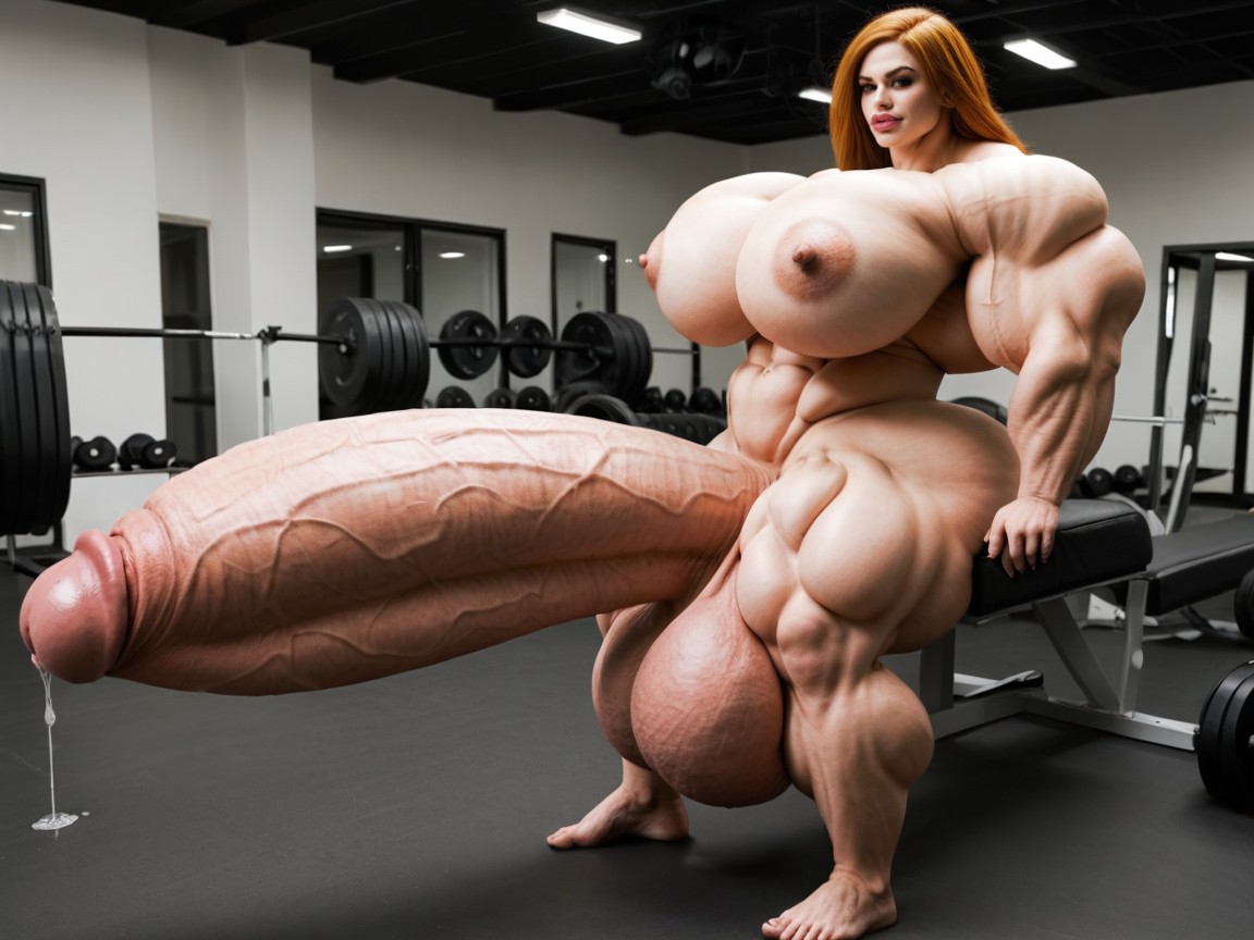 Naked, Hyper Gigantic Penis, Balls Are Big Enough To Touch The Floor Porno IA transsexuelle