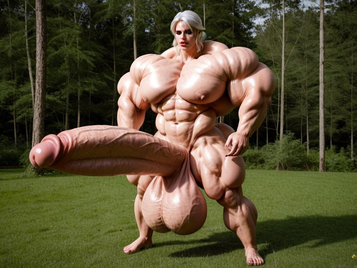 Nude Hyper Futanari With Hyper Gigantic Penis, Balls Are Just Too Gigantic, Hyper Absurdly Oversized Muscle Shemale AI Porn