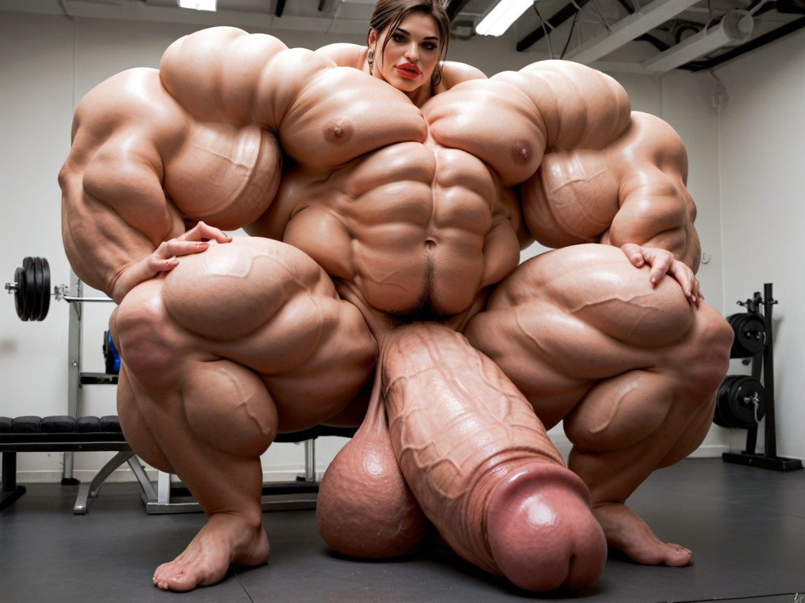 Hyper Absurdly Oversized Gigantic Girthy Penis, Hyper Gigantic Abs, Hyper Bimbo Shemale AI Porn