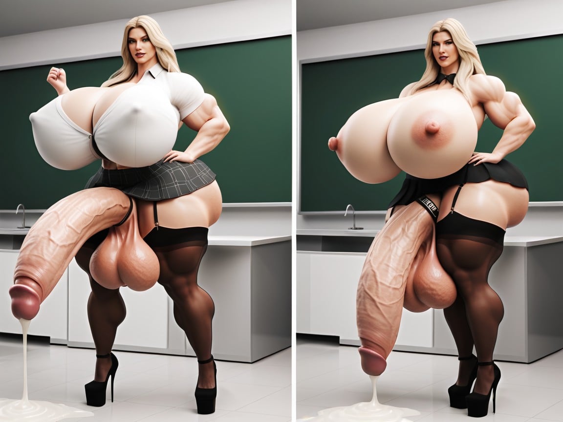 Amazon, Extremely Long Cock, Ultra Muscular Shemale AI Porn