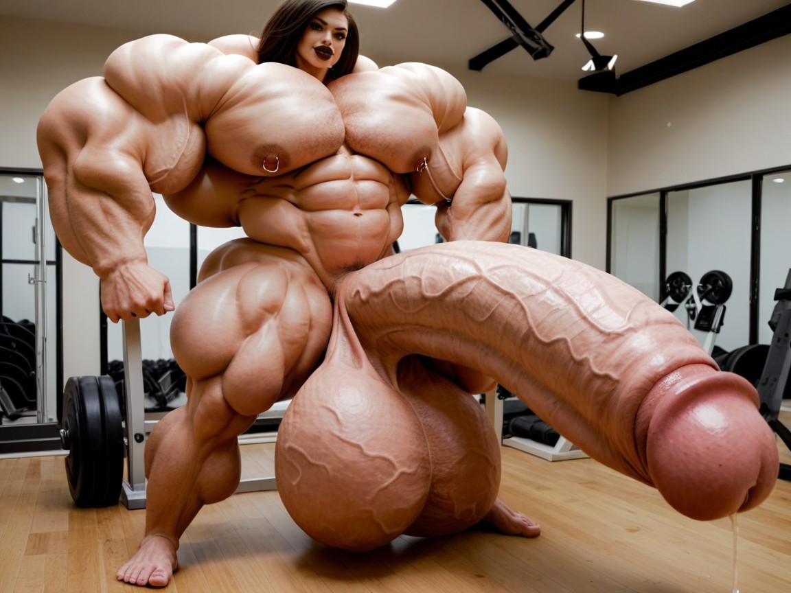 Penis The Size Of The Gym, Penis Is Just Way Too Gigantic, Hyper Swollen Bimbo Lips Shemale AI Porn
