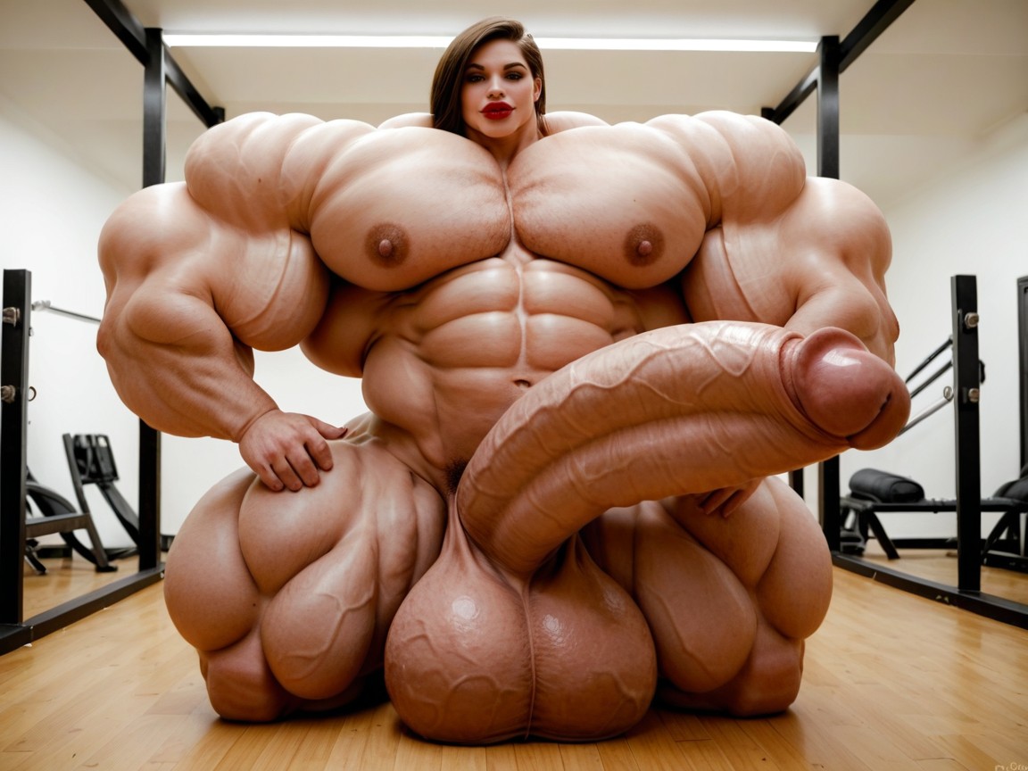 Hdr, Hyper Gigantic Abs, Hyper Swollen Bimbo Lips Shemale AI Porn