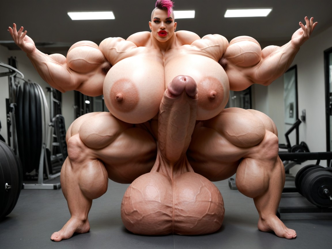 Penis Gigantic Then Torso, Ultra Detailed Face, Balls Are Just Too Gigantic Shemale AI Porn