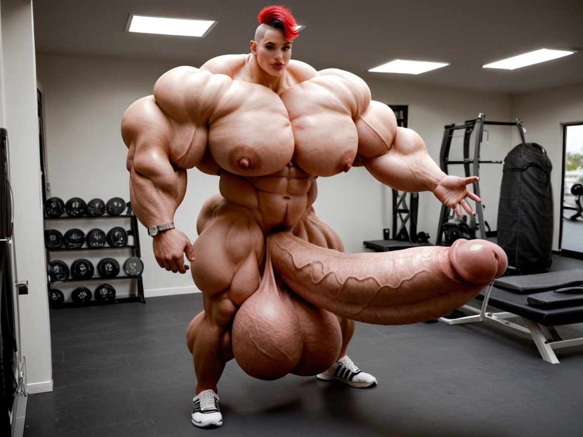 Hyper Gigantic Growing, Hyper Absurdly Gigantic Massive Muscle, Giant Bulging Penis Porno IA transsexuelle