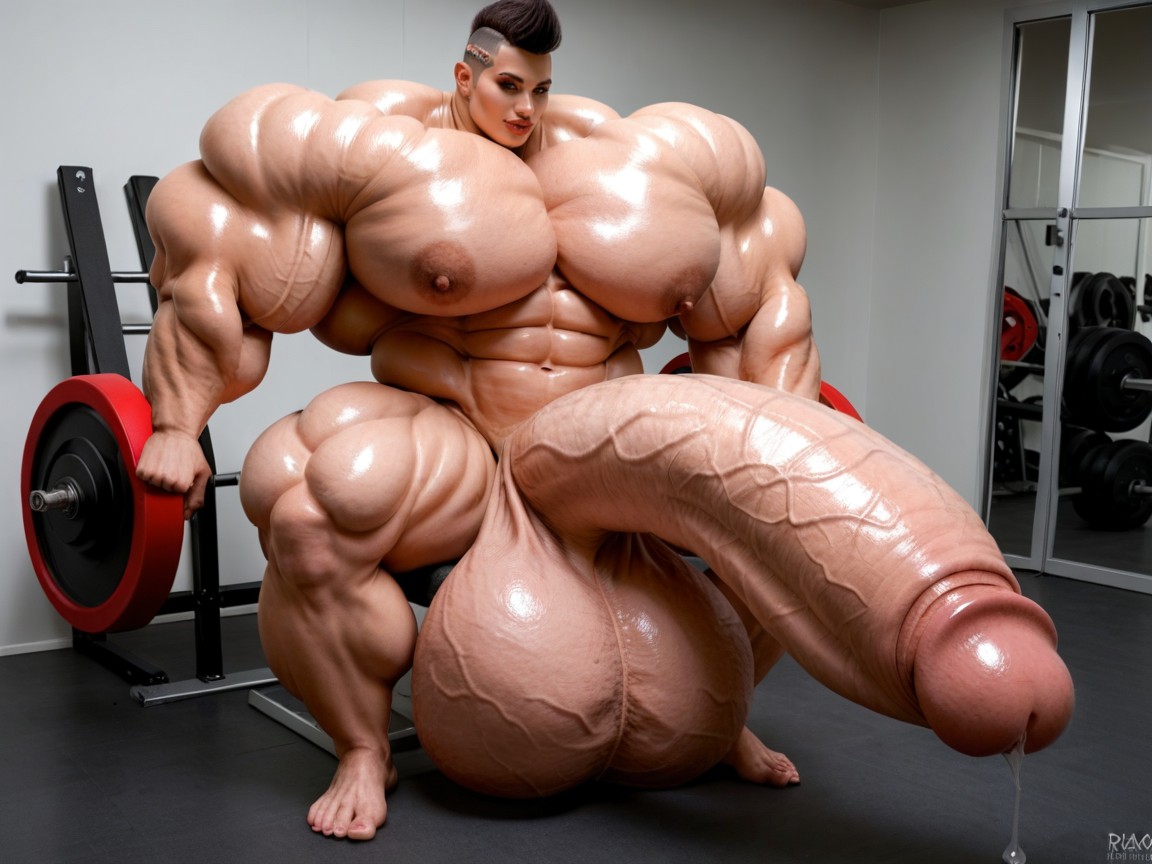 Hyper Gigantic Balls, Naked, Hyper Gigantic Penis Transfrau KI-Porno