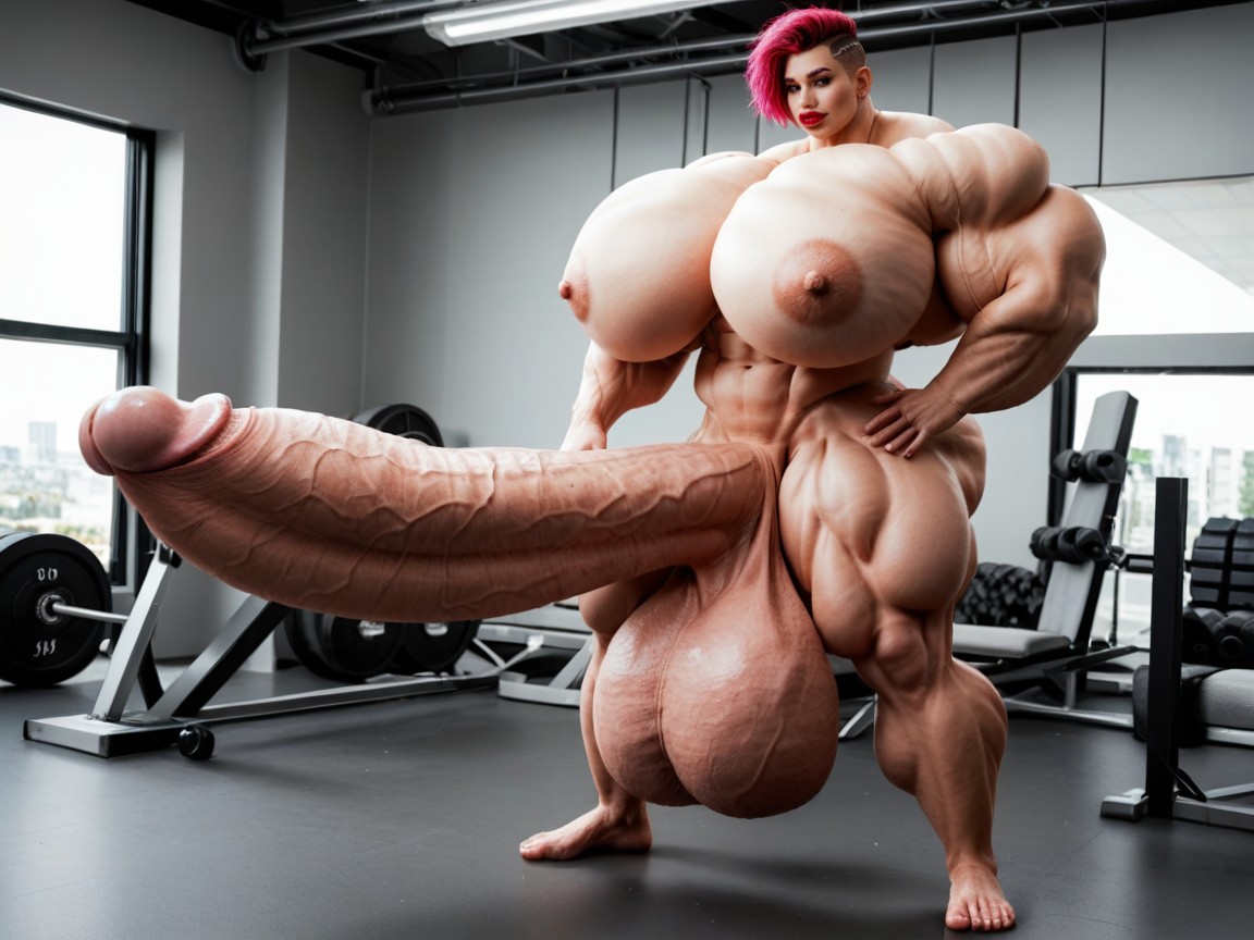 Hyper Absurdly Oversized Muscle, Hyper Gigantic Balls, Balls Are Big Enough To Touch The Floor Porno IA transsexuelle