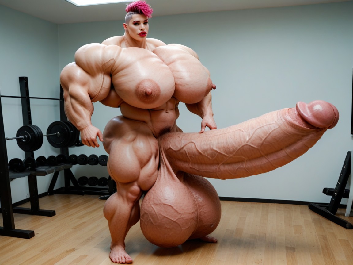 Penis Is Just Way Too Gigantic, Hyper Gigantic Abs, Hyper Absurdly Oversized Penis Shemale AI Porn
