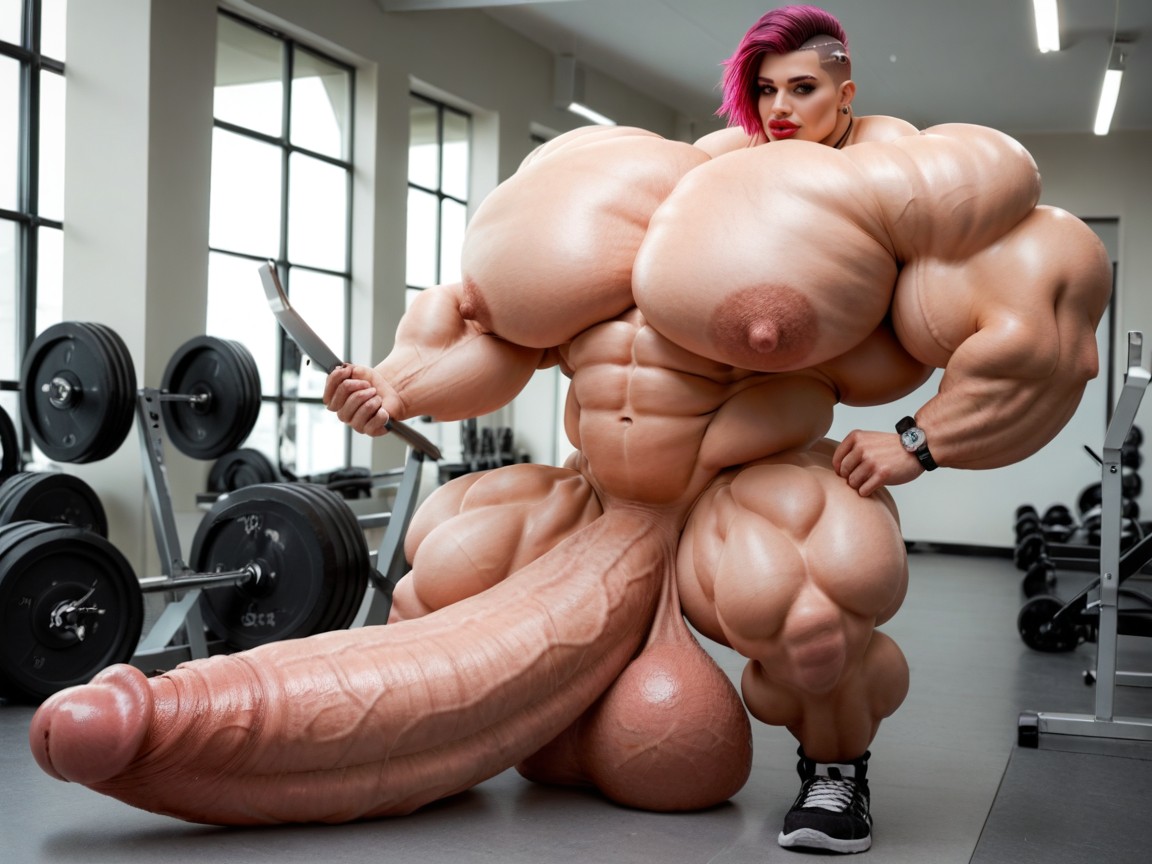 Hyper Absurdly Gigantic Balls, Hyper Absurdly Gigantic Massive Muscle, Hyper Absurdly Oversized Gigantic Girthy Penis Shemale AI Porn