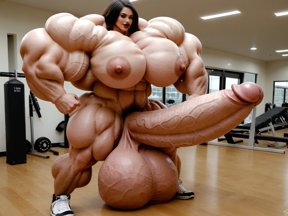 Hyper Absurdly Oversized Penis, Hyper Gigantic Growth, Rounded Ass Shemale AI Porn