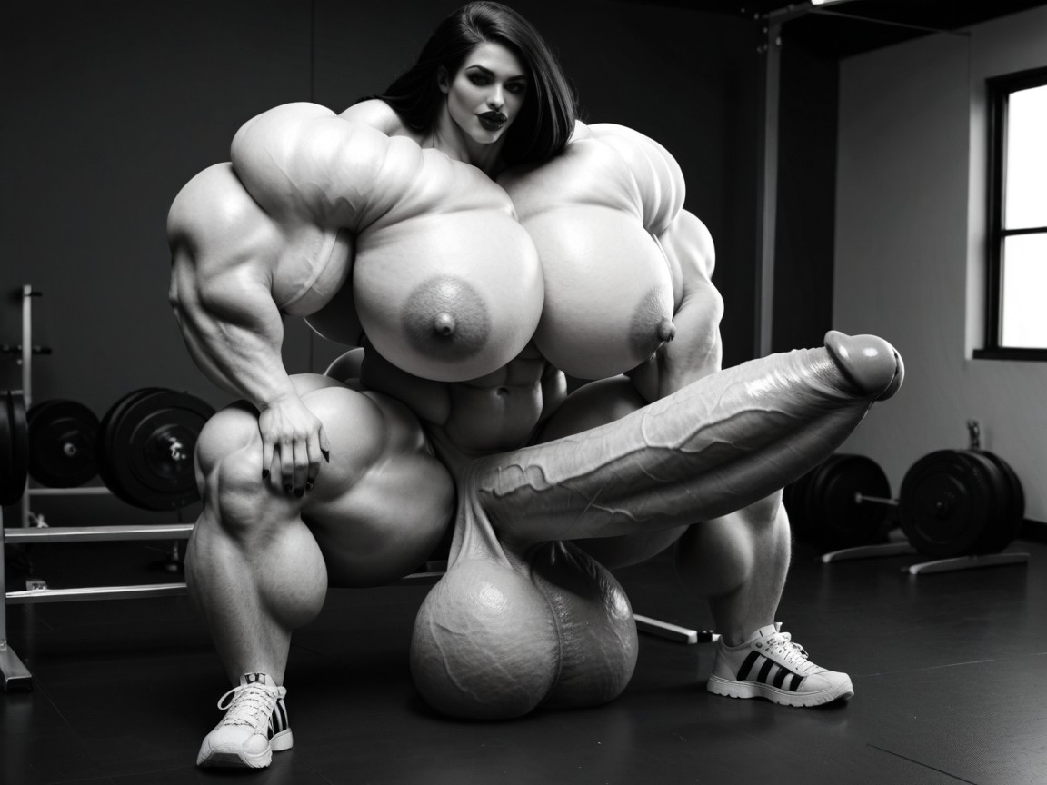 Hyper Gigantic Growth, Nude Hyper Futanari With Hyper Gigantic Penis, Rounded Ass Shemale AI Porn
