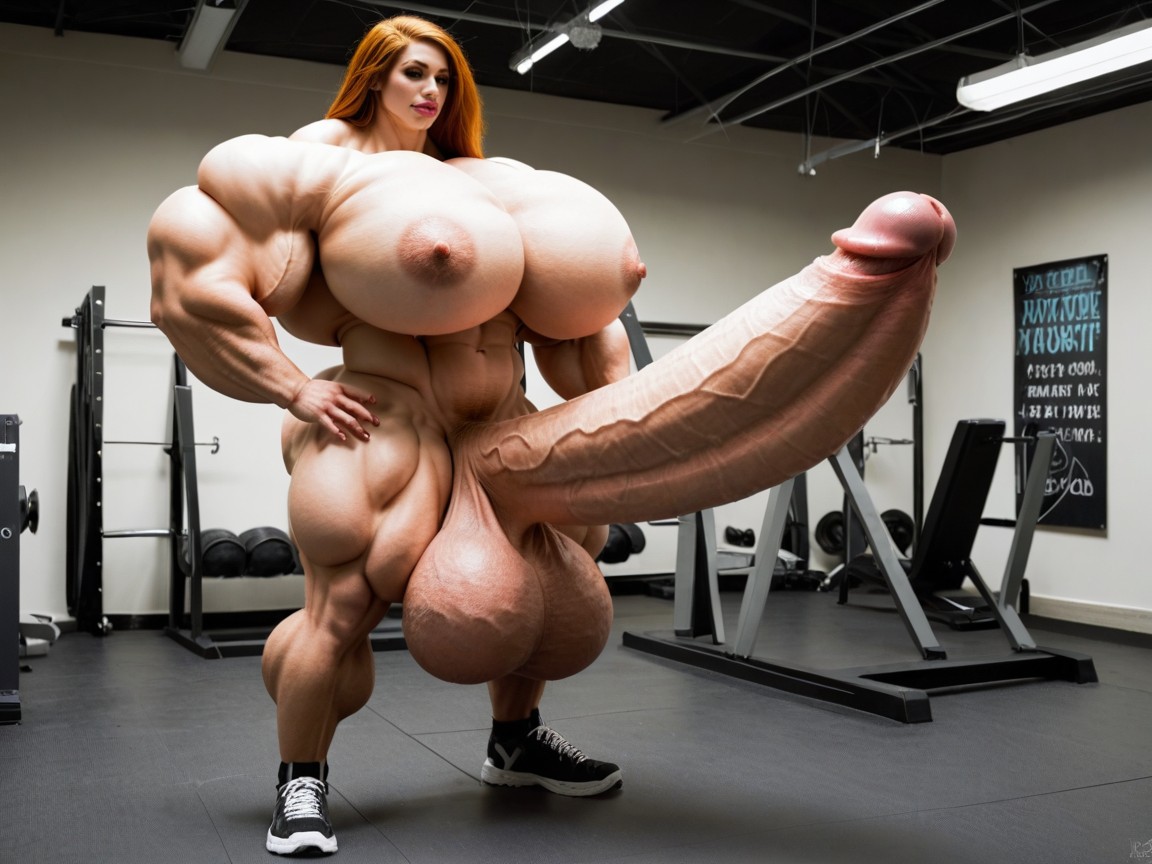 Hyper Absurdly Gigantic Balls, Balls Are Big Enough To Touch The Floor, Ultra Detailed Face Porno IA transsexuelle