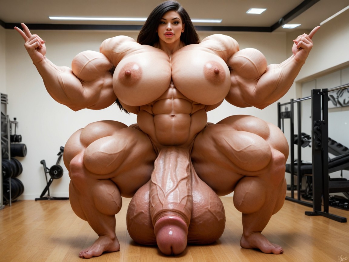 Balls Are Big Enough To Touch The Floor, Penis The Size Of The Gym, Hdr Shemale AI Porn