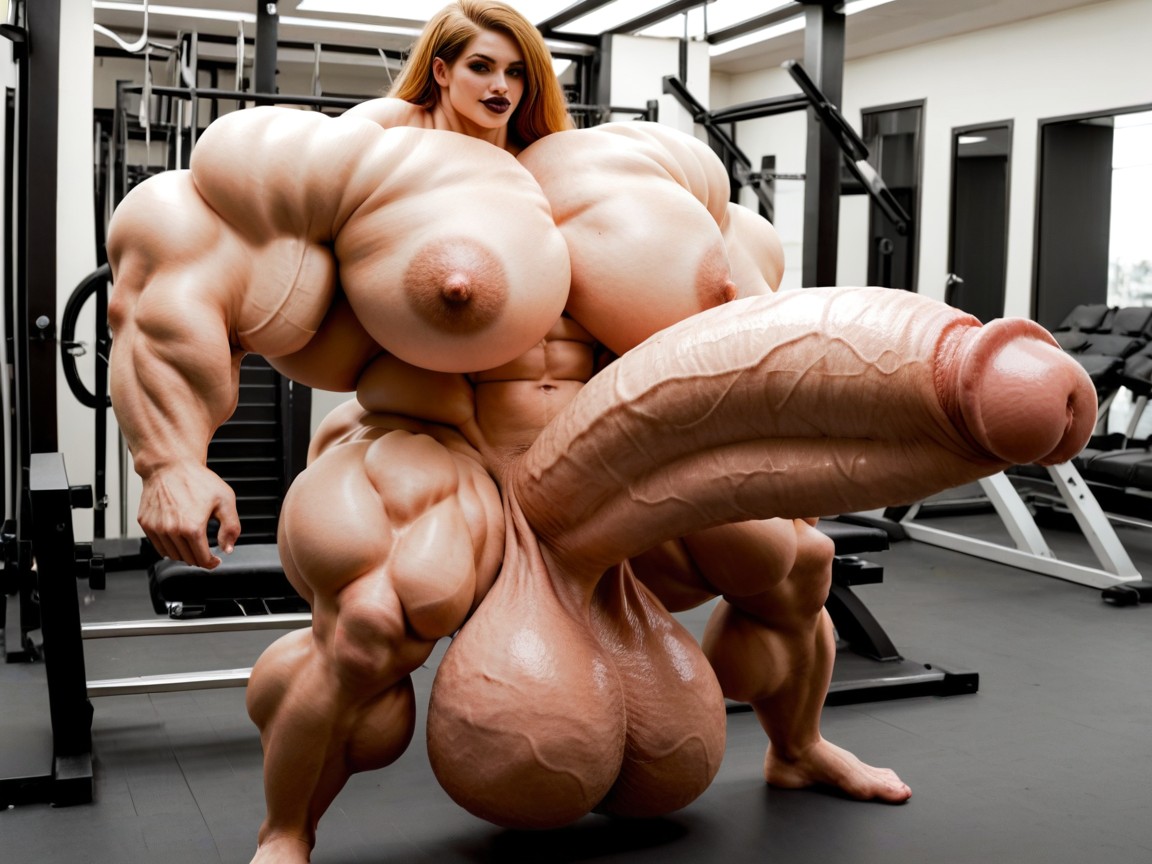 Hyper Gigantic Abs, Hyper Absurdly Oversized Gigantic Massive Muscle, Hyper Gigantic Lips Shemale AI Porn