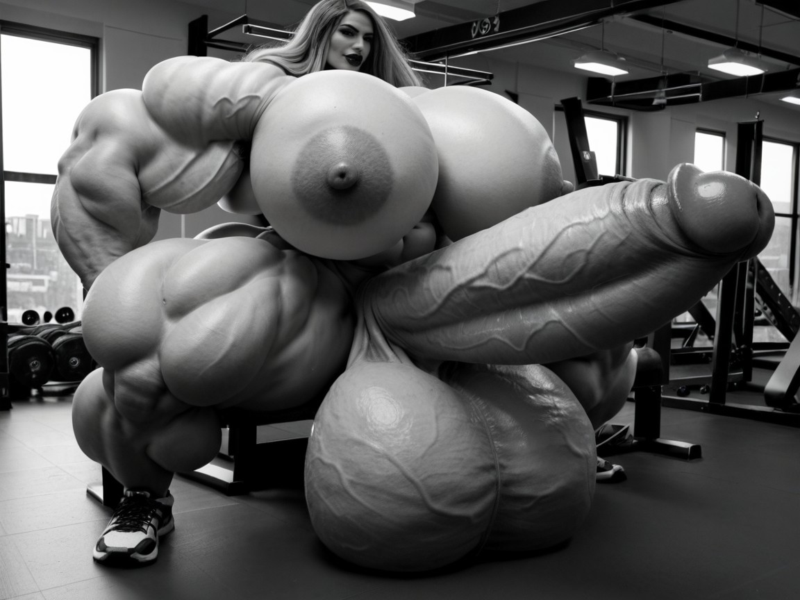 Hyper Bimbo, Hyper Absurdly Gigantic Balls, Balls Are Just Too Gigantic Shemale AI Porn