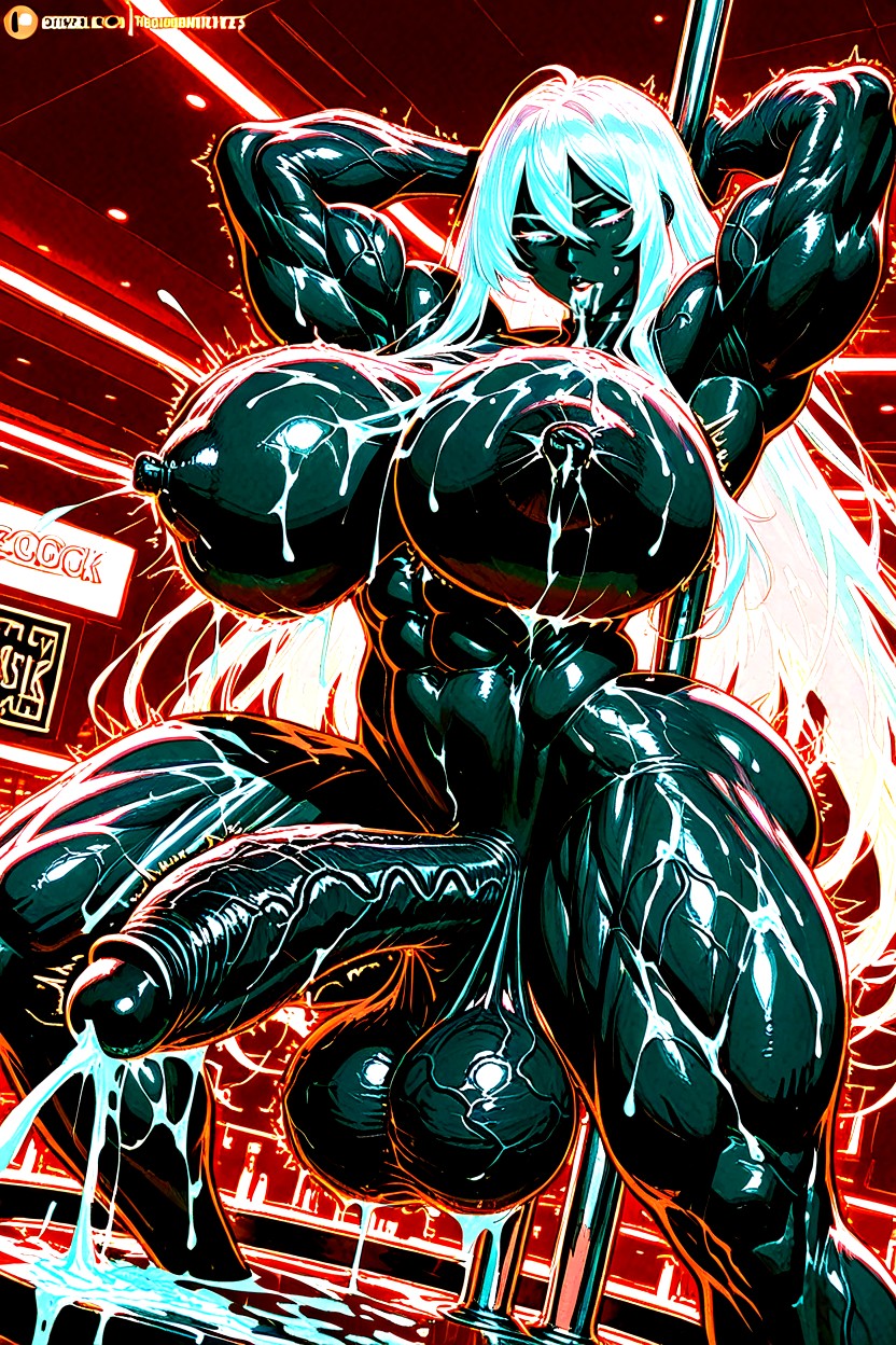 Hyper Muscle, Hyper Gigant Muscles, Cum Everywhere Porno IA transsexuelle