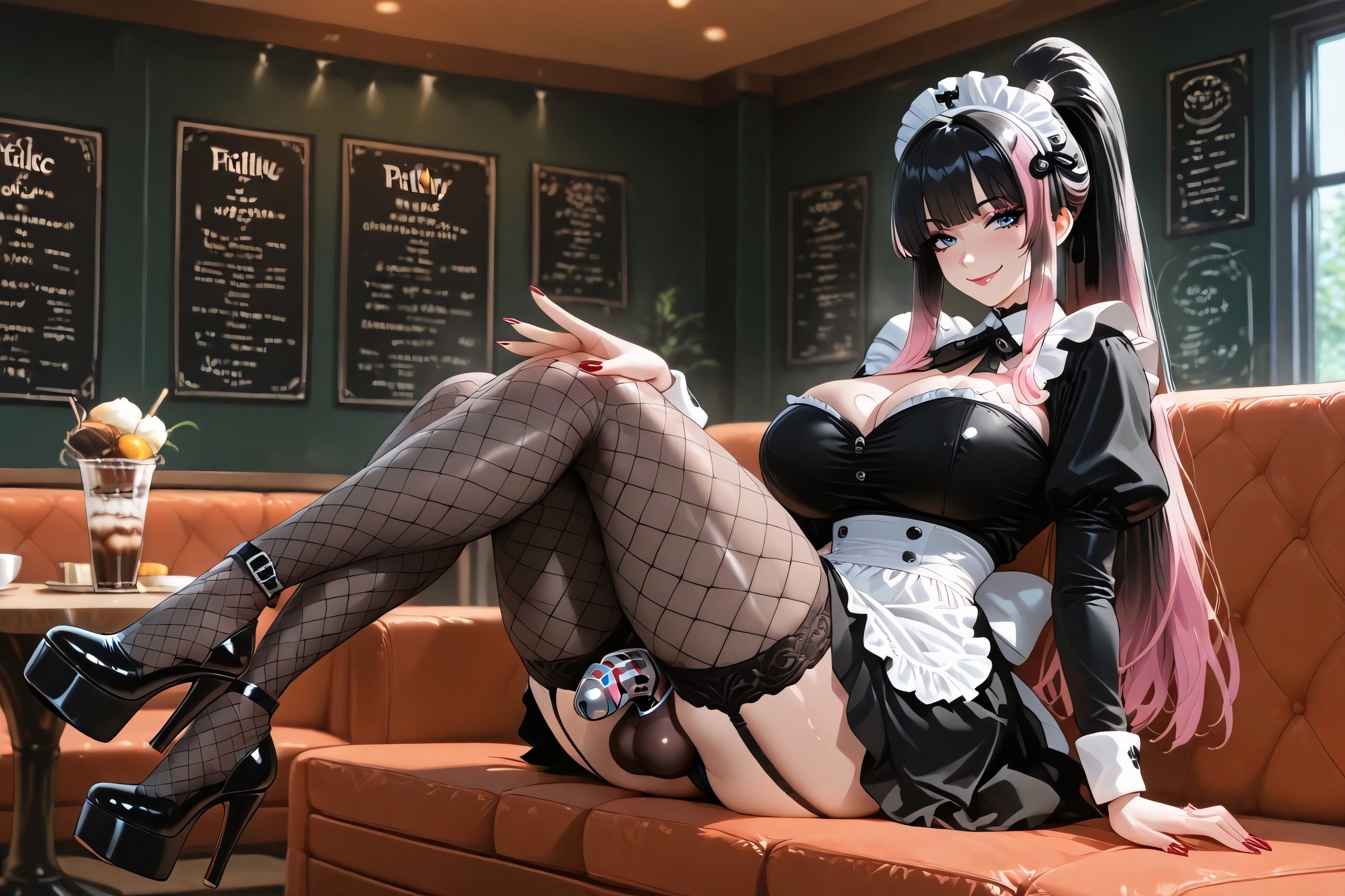 Maid Outfit, 프랑스 메이드, Completely Covered Testicles 쉬메일 AI 포르노