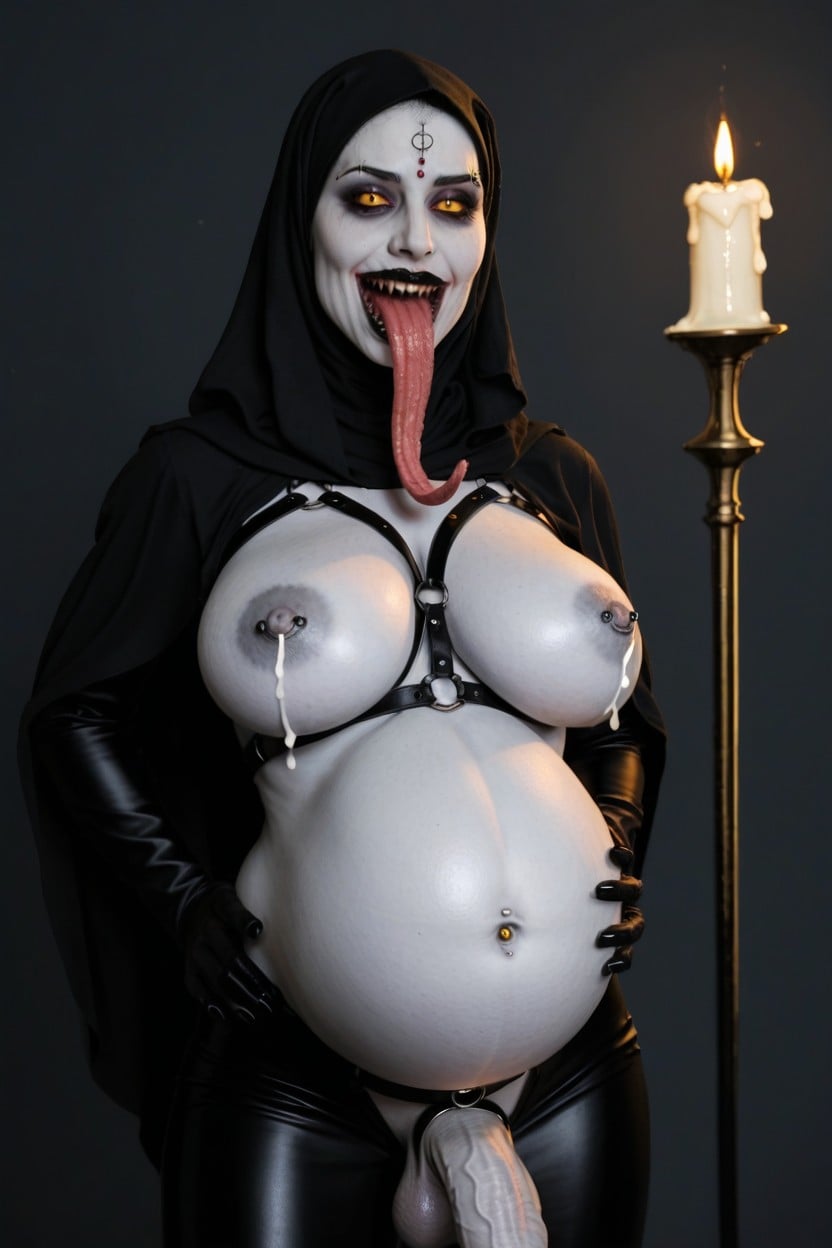 Cock Belt, Moonlight, Visible Breasts Travesti IA Pornô