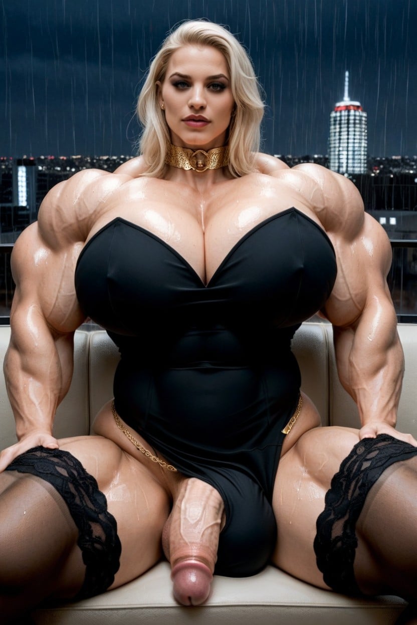 Massive Muscles, Gigantic Serratus Anterior, Gold Chains Decorating Clothes 人妖AI黃片