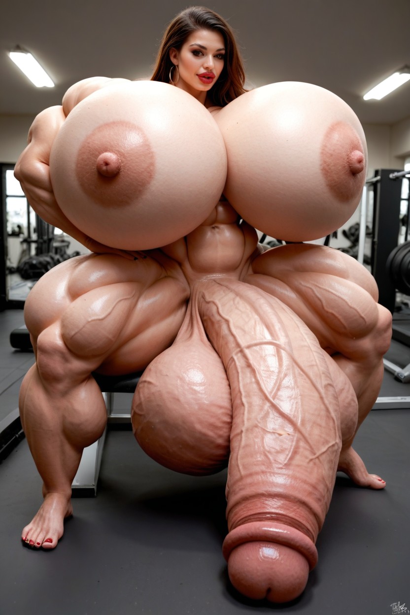 Hyper Bimbo, Hyper Gigantic Abs, Pénis Plus Grand Que Le Corps Porno IA transsexuelle