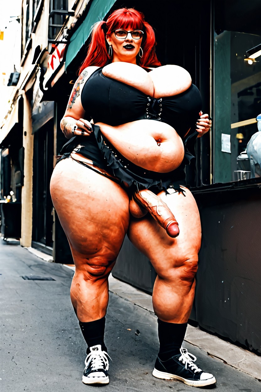 Walking On The Sidewalk, Vêtements Déchirés, Cafe Porno IA transsexuelle