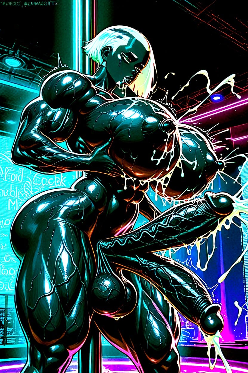 Hyper Black Skin Midnight Black Skin, Black Skin, Hyper Large Muscles 人妖AI黃片
