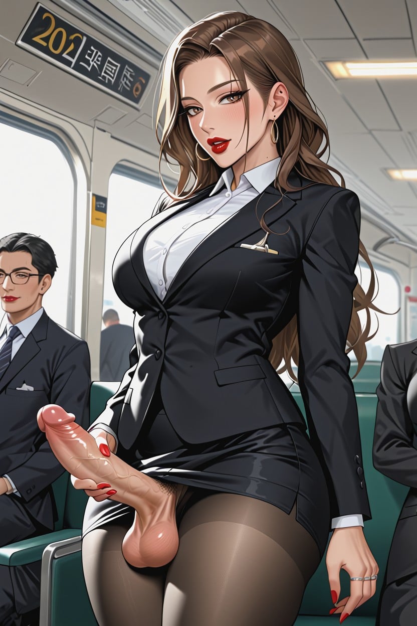 25+, フェミニン, Open Eyespantyhose Penis Bulge ニューハーフAIポルノ