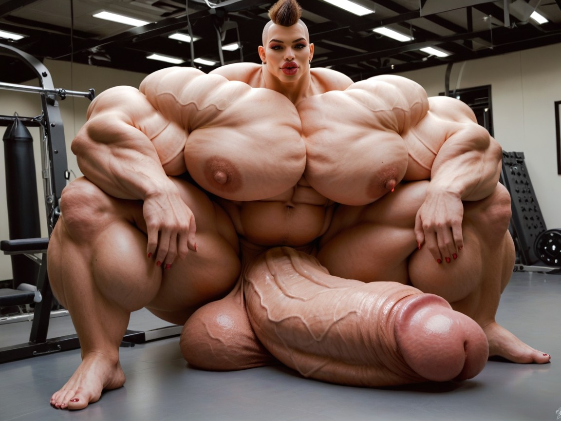 Penis Bigger Than Body, Hyper Absurdly Oversized Gigantic Girthy Penis, Hyper Gigantic Muscle Growth Shemale AI Porn