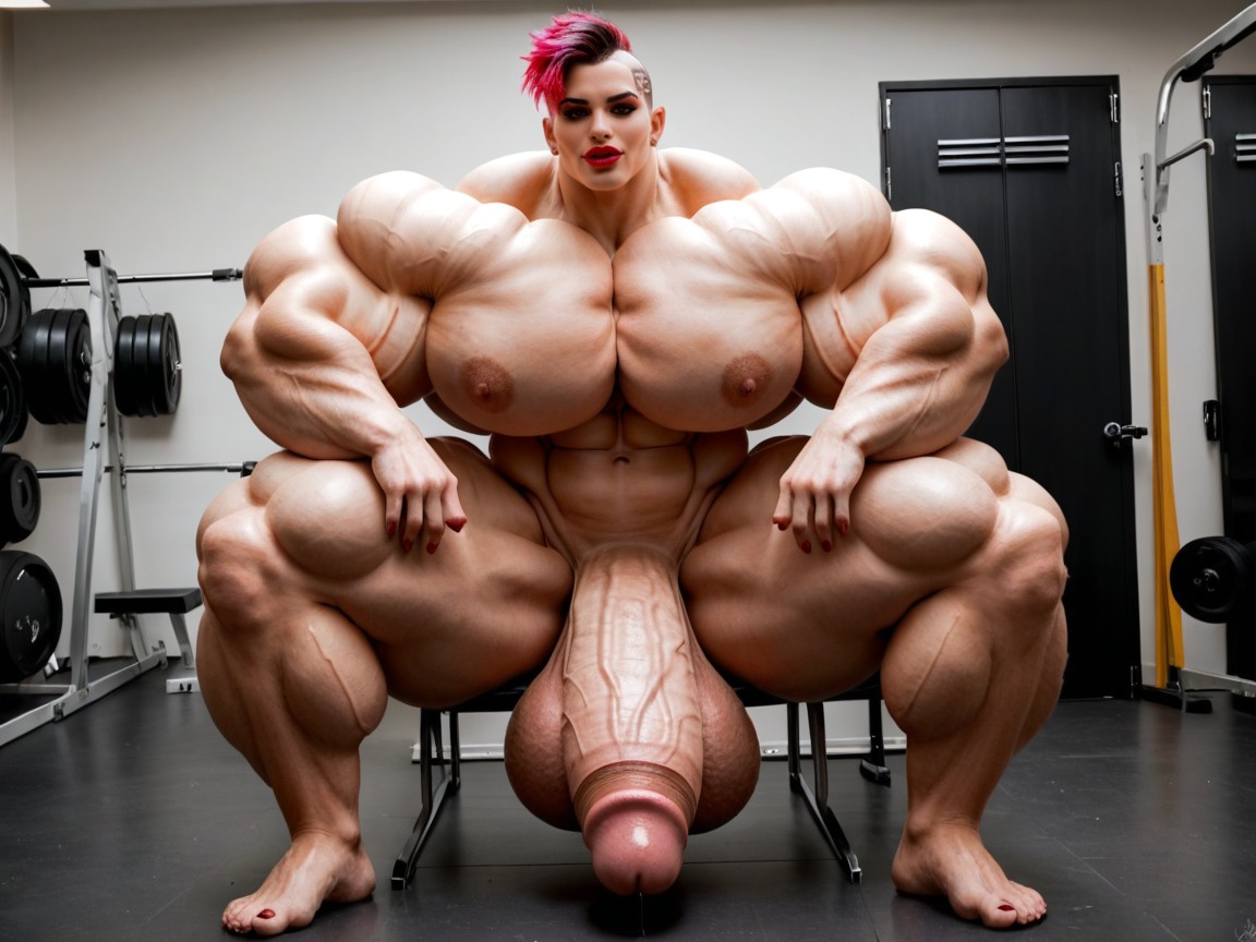 Hyper Gigantic Abs, Hdr, Hyper Gigantic Muscle Growth Travesti IA Pornô