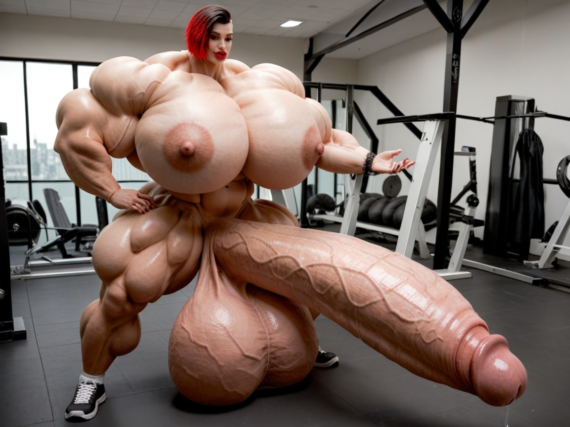Hyper Gigantic Massive Penis, Hyper Bimbo, Hyper Absurdly Oversized Gigantic Massive Muscle Shemale AI Porn