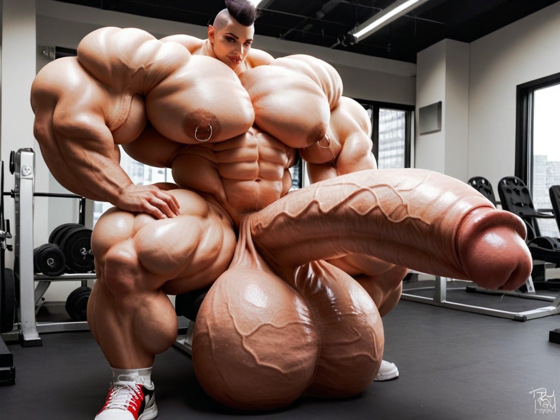 Hyper Absurdly Oversized Gigantic Wides Penis, Hyper Gigantic Biceps, Hyper Long Penis Porno IA transsexuelle