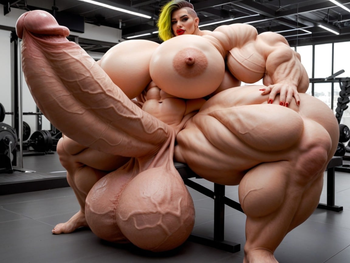Buzzcut Hair, Penis The Size Of The Gym, Hyper Lips Porno IA transsexuelle