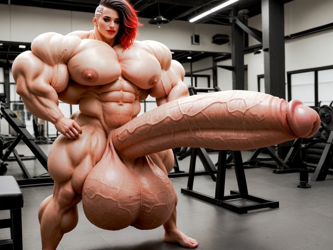 Balls Are Just Too Gigantic, Hyper Absurdly Oversized Gigantic Girthy Penis, Hyper Swollen Bimbo Lips ニューハーフAIポルノ