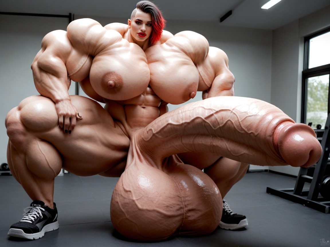 Hdr, Naked, Hyper Gigantic Abs Shemale AI Porn
