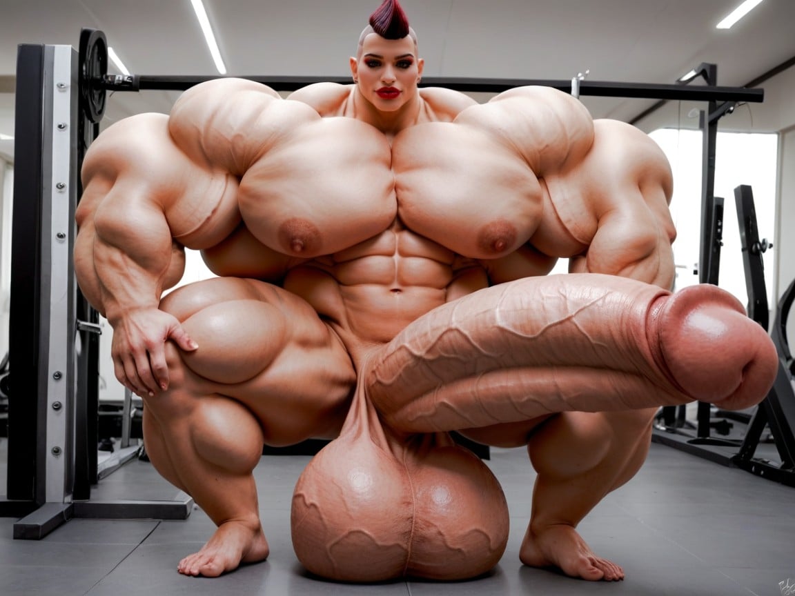Hyper Gigantic Growth, Hyper Absurdly Oversized Gigantic Girthy Penis, Hyper Absurdly Oversized Gigantic Massive Muscle ニューハーフAIポルノ