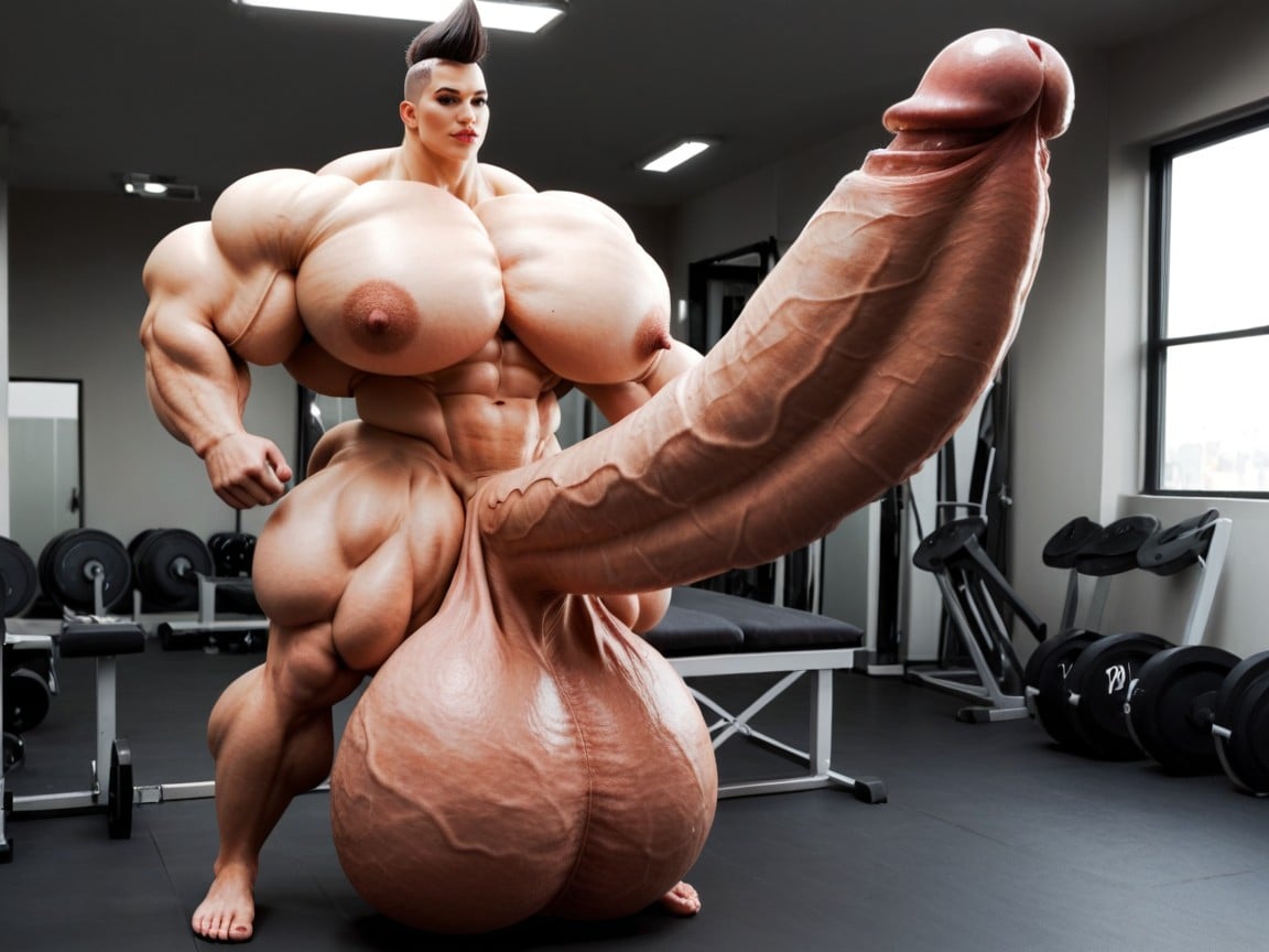 Penis The Size Of The Gym, Hyper Gigantic Biceps, Hyper Gigantic Massive Penis 人妖AI黃片