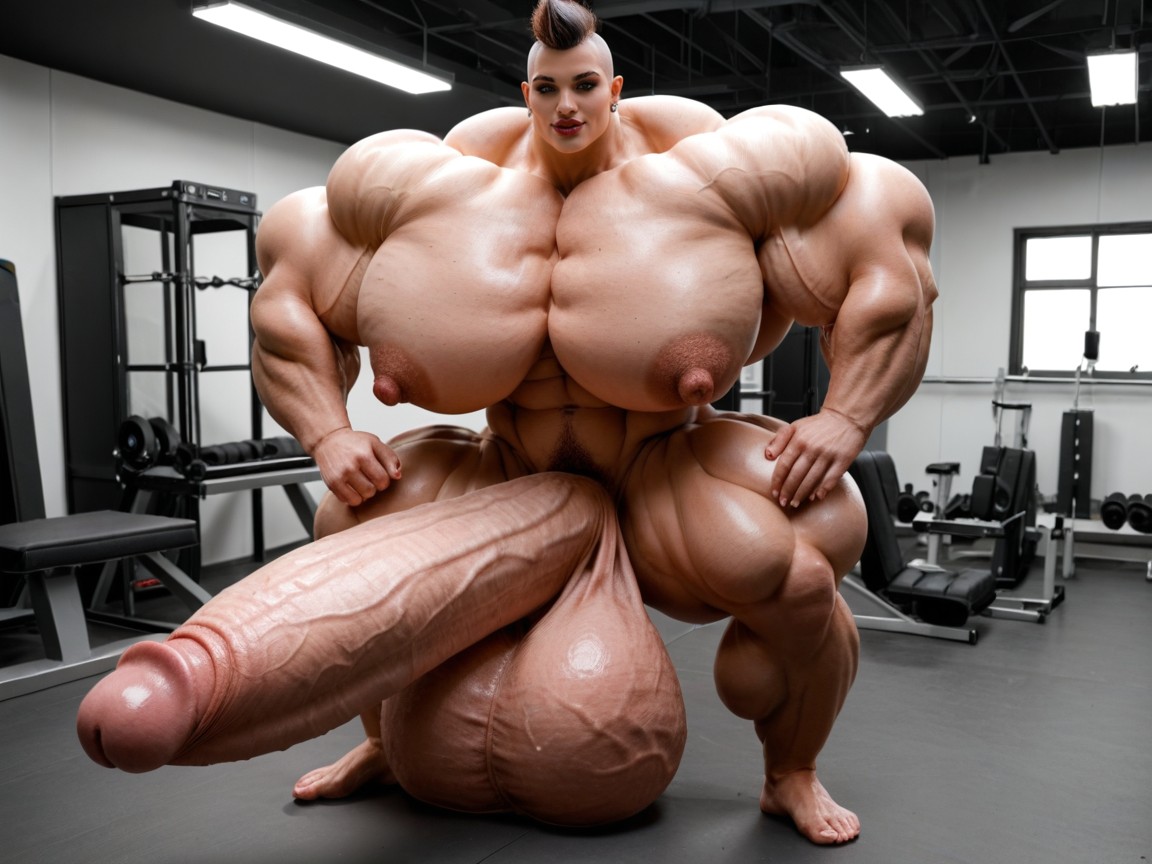 Nude Hyper Futanari With Hyper Gigantic Penis, Balls Are Just Too Gigantic, Penis Gigantic Then Torso Travesti IA Pornô