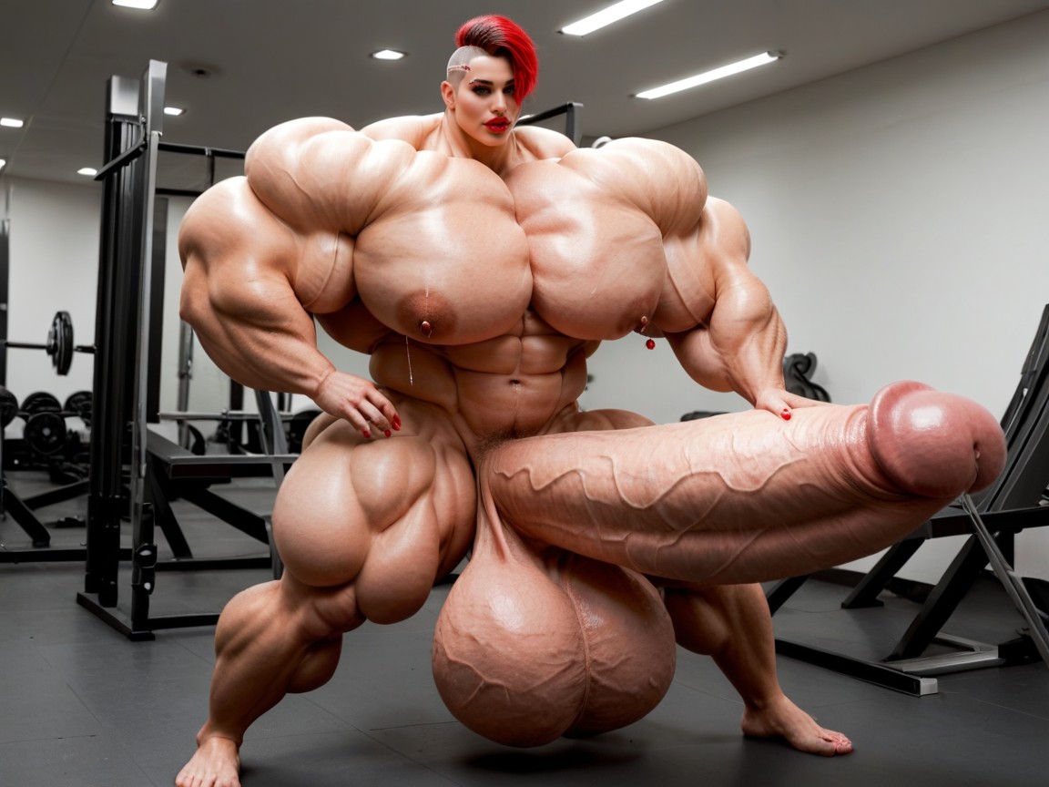 Balls Are Just Too Gigantic, Giant Bulging Penis, Hyper Absurdly Oversized Gigantic Massive Muscle 쉬메일 AI 포르노