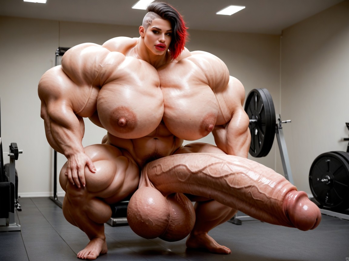 Hyper Absurdly Oversized Gigantic Massive Muscle, Hyper Absurdly Gigantic Balls, Ultra Detailed Face Porno IA transsexuelle