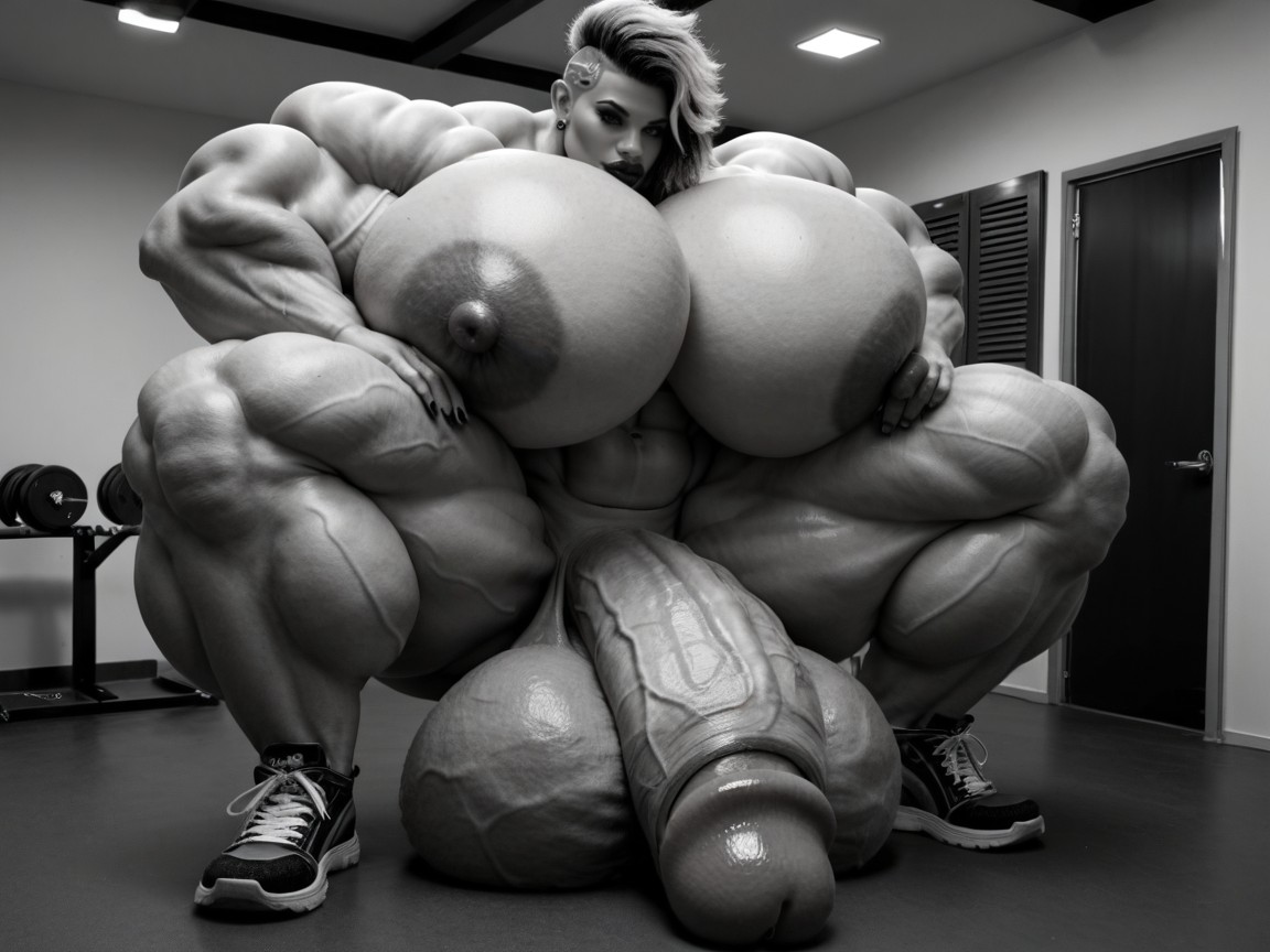 Hyper Gigantic Muscle Growth, 극도로 근육질, 둥근 엉덩이 쉬메일 AI 포르노
