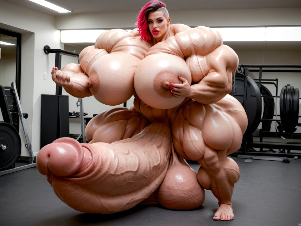 Hyper Bimbo, Hyper Absurdly Gigantic Massive Muscle, Penis Is Just Way Too Gigantic Porno IA transsexuelle