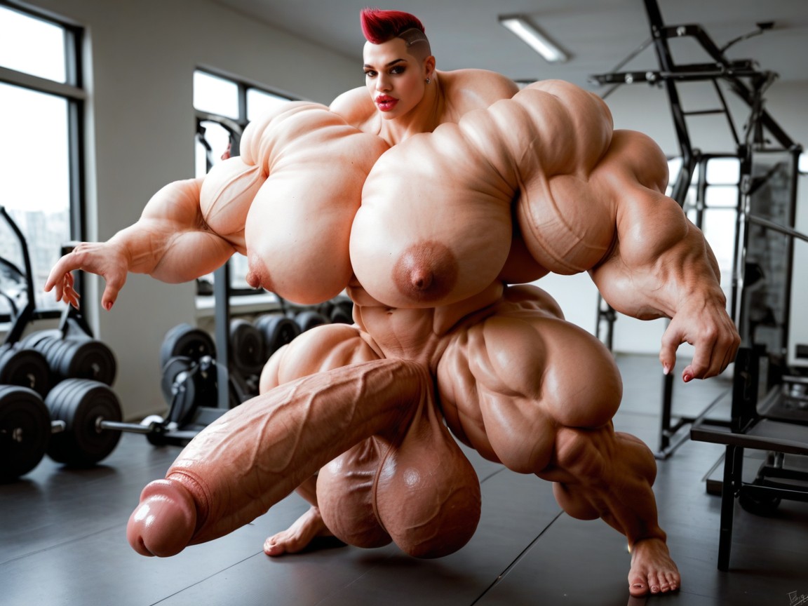 Balls Are Big Enough To Touch The Floor, Hyper Gigantic Growth, Gorgeous Face Porno IA transsexuelle
