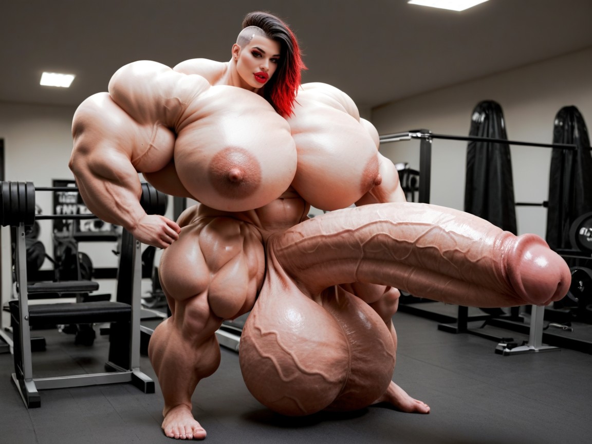 Hyper Gigantic Biceps, Gorgeous Face, Hyper Long Penis Porno IA transsexuelle