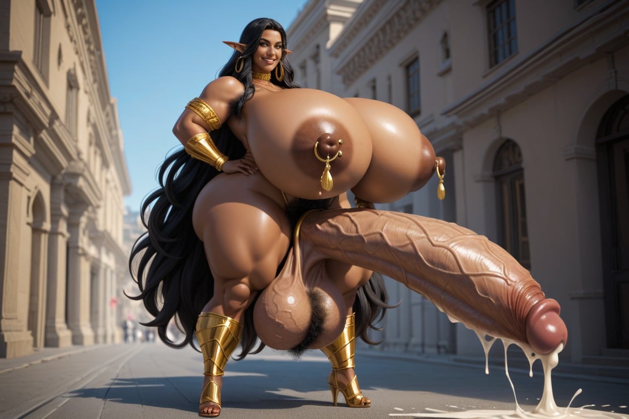 Full Body, Cock Is Longer Than Body, 18+ Shemale AI Porn