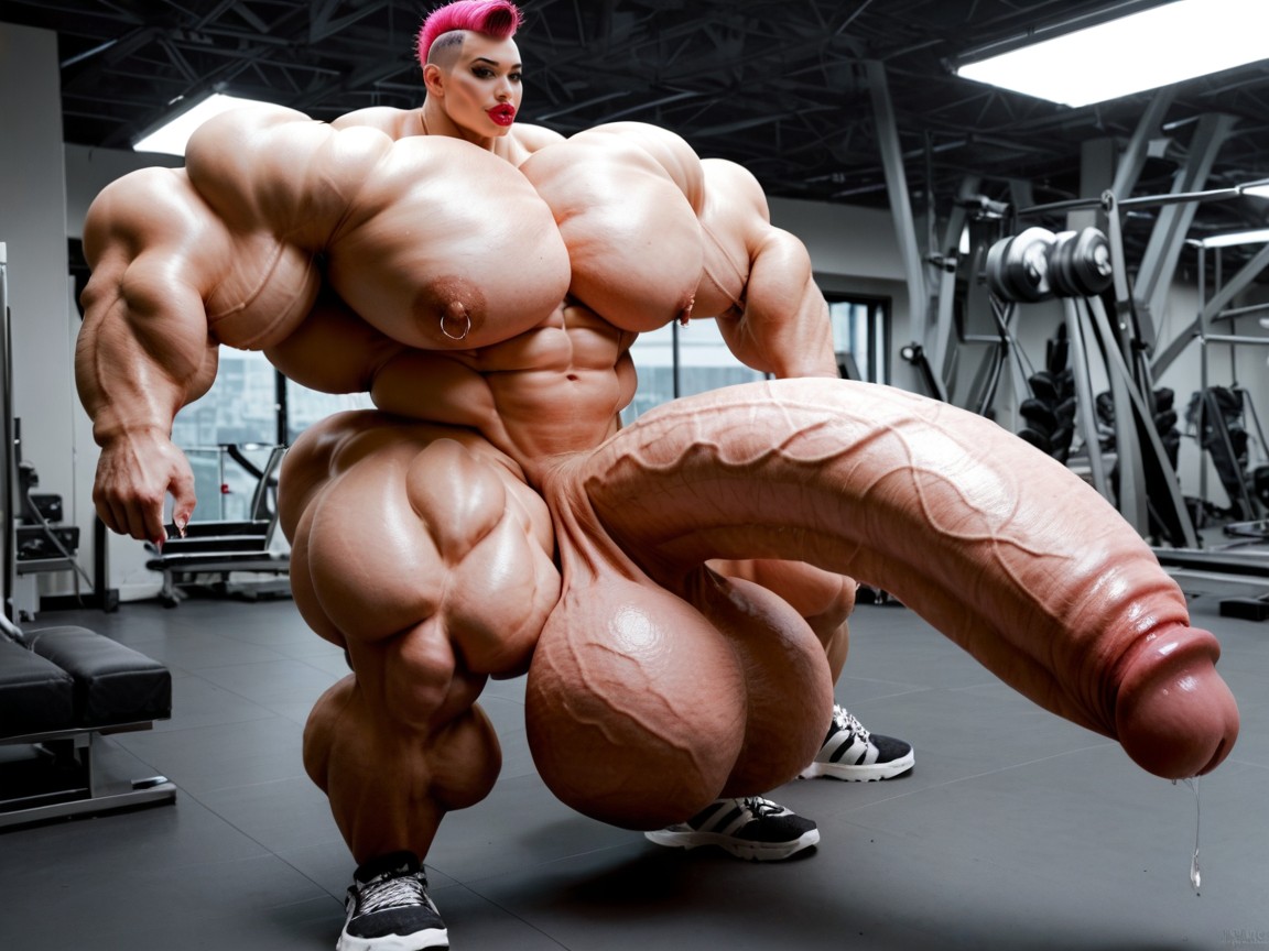 Hyper Gigantic Massive Penis, Hyper Absurdly Oversized Muscle, Hyper Swollen Bimbo Lips Porno IA transsexuelle